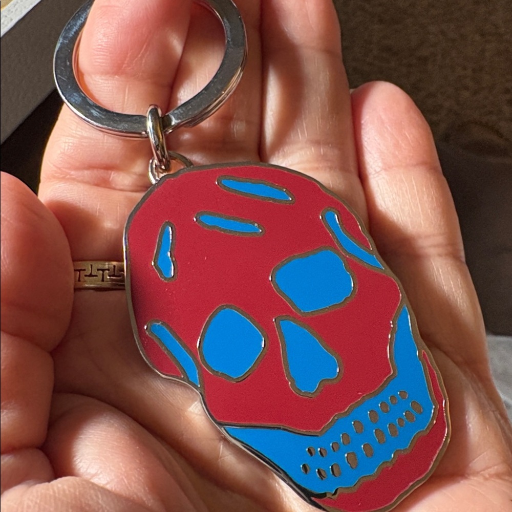 Alexander McQueen Red and Blue Skull KeychainEuc